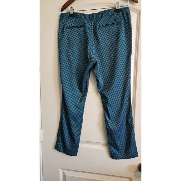 Banana Republic Hampton Fit Crop Length Size 8 Pants Teal Blue Geometric Stretch - Picture 3 of 7